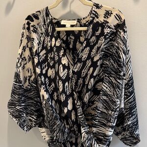 Love Token Black and White Relaxed Graphic Blouse